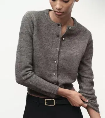 ZARA 메탈 버튼 니트 자켓 가디건 L 사이즈 브라운