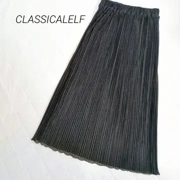 클래식 엘프 플리츠 플레어 스커트 롱 광택감 XL 사이즈