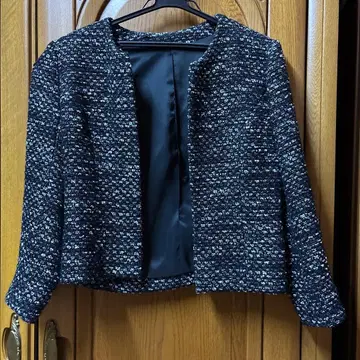 트위드 노카라 자켓