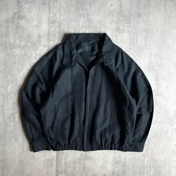 [ 90s 빈티지 ] 스윙탑 지퍼 블루종 린넨 원단 짧은 기장 구제 의류