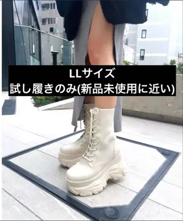 [ R&E ] 통굽 러버 Storm 삭스 레이스업 미들 부츠