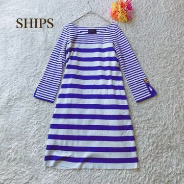 쉽스 [ S ] 보트넥 스트라이프 원피스 선명한