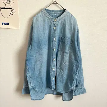 무인양품 데님 셔츠 밴드 카라 심플 캐주얼 다용도