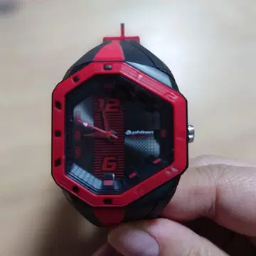 phiten 팔각형 방수 시계 레드/블랙