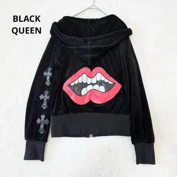 긴팔 후드티 벨로아 립 십자가 펑크 락 y2k 비주얼계 블랙