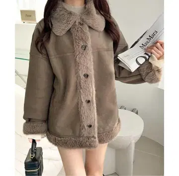 클래식 엘프 하프 코트 인조 모피