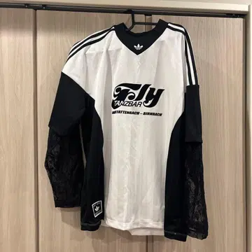 adidas 긴팔 티셔츠 화이트/블랙 L