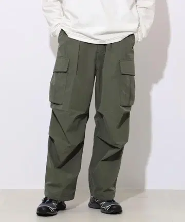 BEAMS HEART 밀리터리 벌룬 카고 팬츠 빔즈 올리브 L