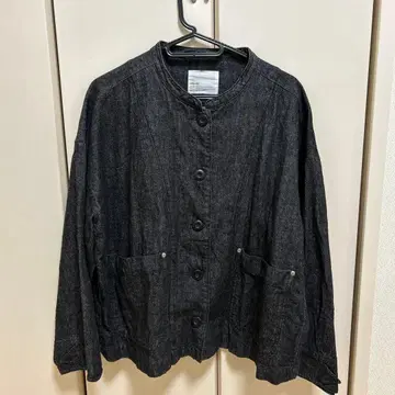 ista-ire 이스타이레 린넨 노카라 데님 자켓