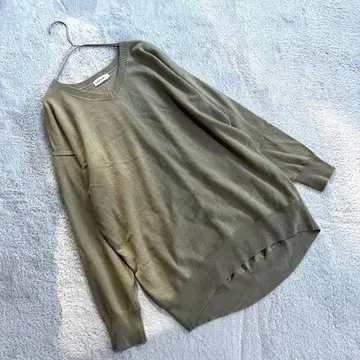 [렙심] (F) V넥 니트 올리브 튜닉