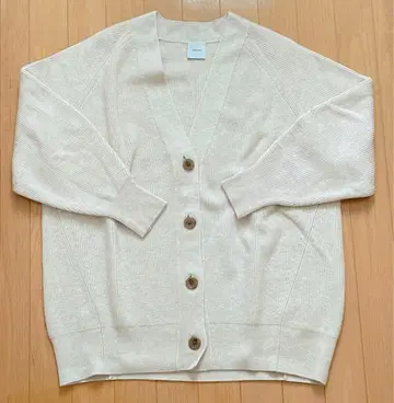 스픽 앤 스팬 편직 V넥 가디건 베이지 프리 사이즈