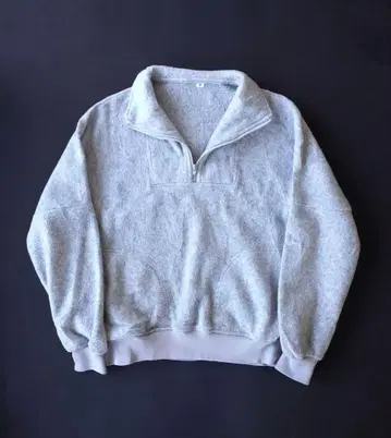 80's 빈티지 플리스 자켓 하프 지퍼 올드 YKK 그레이