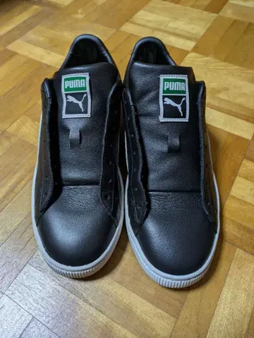 새상품급 PUMA BASKET 스니커즈 블랙/화이트 라인