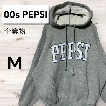 00s PEPSI 후드티 기업 로고 y2k 그레이 속기모 빅 자수