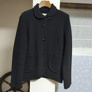 Manna 사슴 무늬 둥근 카라 니트 자켓 가디건 블랙 M