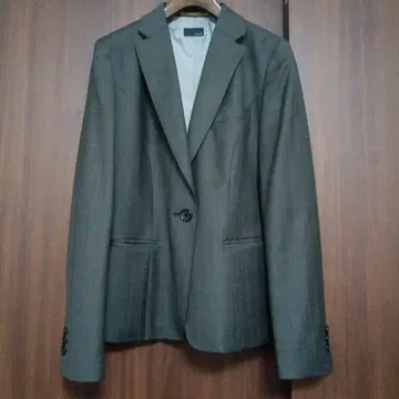 스트라이프 비즈니스 자켓, 스커트 세트 그레이 M 사이즈