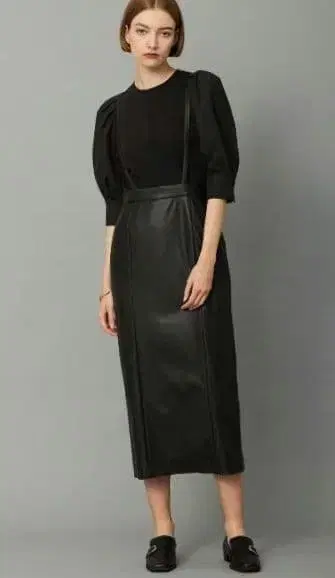 ICB 인조 가죽 내로우 스커트 (서스펜더 포함)