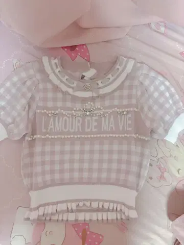 리즈리사 깅엄 자카드 니트탑