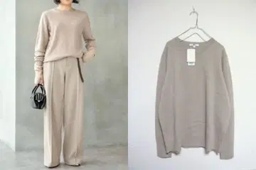 유니클로 UNIQLO 새상품 3XL 베이지 캐시미어 크루넥 니트