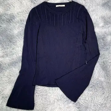 crie conforto [ M ] 리브 니트 네이비 얇은 소재 여성용