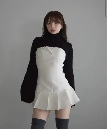 andmary 트위기 트위드 미니 드레스 White 택 있음