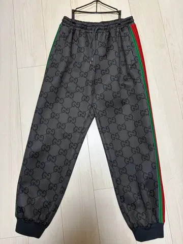 GG 로고 스웨트 팬츠 빨간색 그린 스트라이프