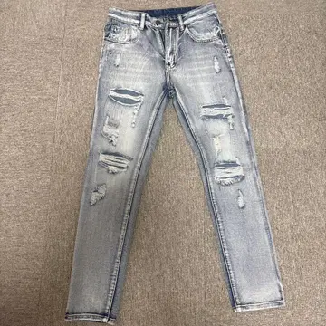 데미지 가공 슬림핏 데님 청바지 28
