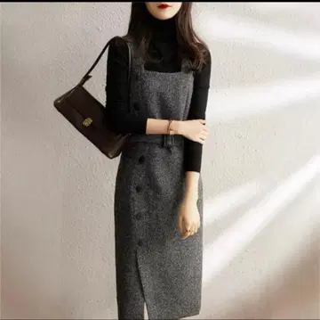 신상 성숙 큐트 고급 그레이 오버롤 스커트 원피스