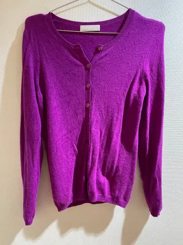 캐시미어 100% 가디건 유니클로 핑크 M 보라색