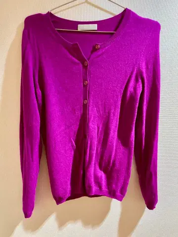 캐시미어 100% 가디건 유니클로 핑크 M 보라색