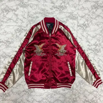 일본풍 패턴 독수리 자수 스카잔 L 사이즈 빨간색 x 실버