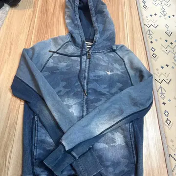 1PIU1UGUALE3 카모 패턴 후드티 데님 블루