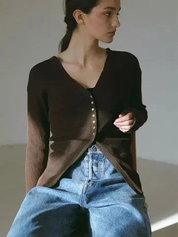 시어 리브 니트 가디건