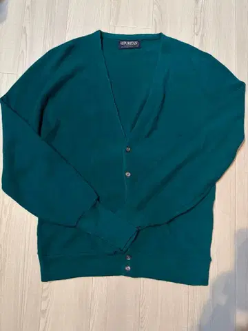 다크 그린 V넥 가디건 5개 버튼