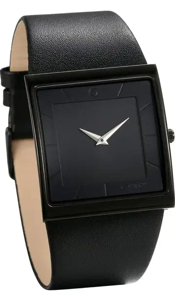 블랙 가죽 스퀘어 손목시계