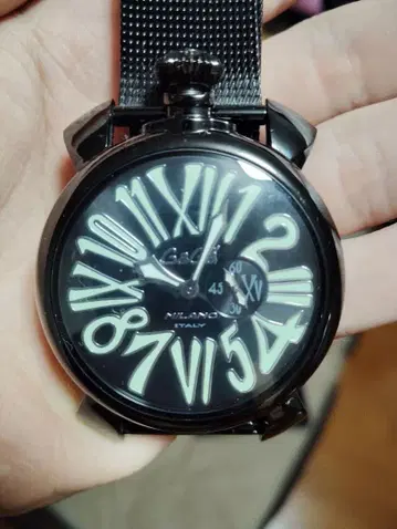 GaGa MILANO 블랙 아날로그 손목시계 마누알레 46