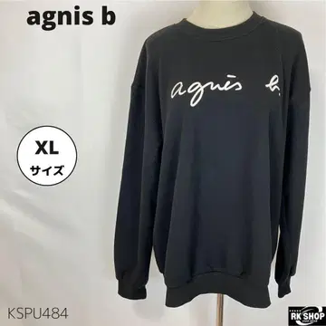 새상품급 agnis b 에네스베 상의 맨투맨 로고 XL 블랙