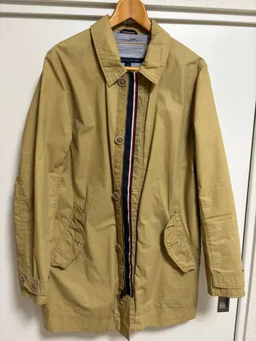 베이지 스텐카라 코트 코튼 혼방