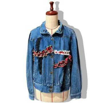 구제 의류 리메이크 check race denim jacket