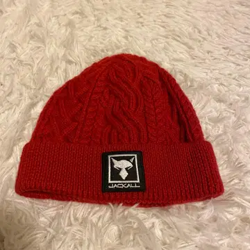 JACKALL 빨간색 케이블 짜임 니트 모자