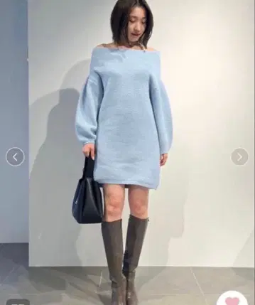 snidel 라쿤 미니 니트 원피스 라이트 블루