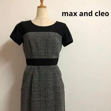 그레이 x 블랙 이소재 MIX 트위드풍 반팔 원피스