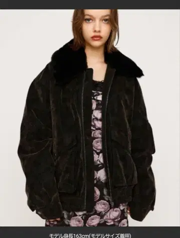 택 포함 새상품 SLY 워시드 퍼 블루종 블랙 스웨이드