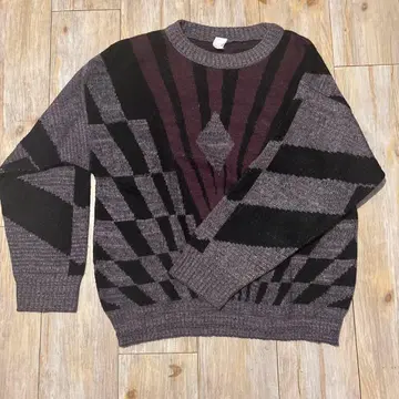 기하학 패턴 긴팔 니트 스웨터