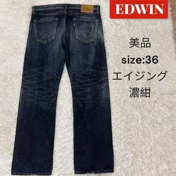 EDWIN 에드윈 데님 W36 다크 네이비 극상색 소가죽 라벨