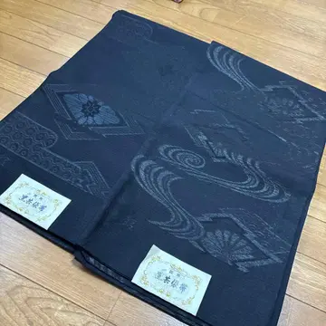 니시진 비단 블랙 공명 후쿠로 오비 순수 실크 명주