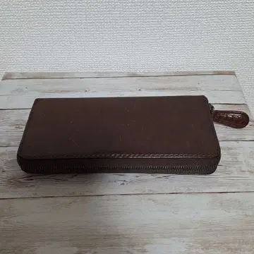 브라운 가죽 지퍼 장지갑