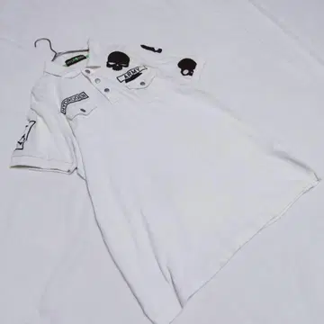 KN0608 [하이드로겐] 피케 셔츠 [XL] 해골 스컬 화이트