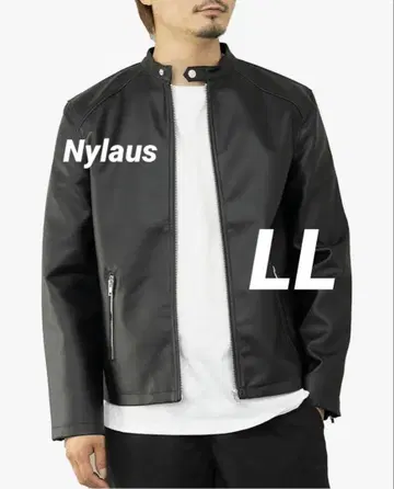 Nylaus 남성용 라이더 자켓 인조 가죽 싱글 LL