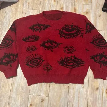 눈 무늬 빨간 니트 스웨터